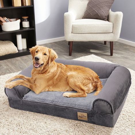 BingoPaw Traditional Large Dog Bed Pet Cuddler Couch Lounger Removable Cover - Grey - Size 2XL
