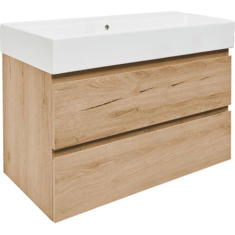 Ensemble meuble avec vasque SAT - B-Way 2 tiroirs - 99x50x45 - Chêne