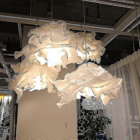 Suspension de 43 cm avec abat-jour décoratif en papier style nordique nuage, pour une chambre ou une salle à manger. Ampoule et câble non inclus. (1/5)