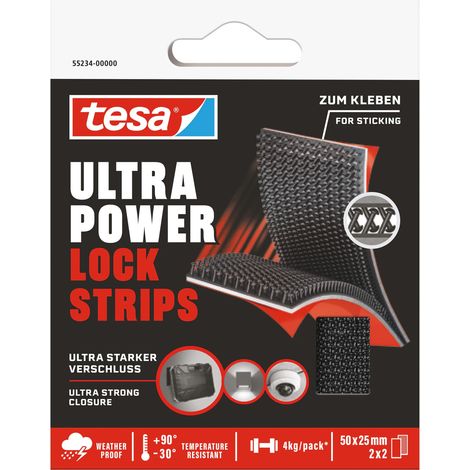 VELCRO ADESIVO ULTRA POWER LOCK STRIPS 55234 TESA - NERO MM 25X50 CF=PZ 4 - 2 confezione
