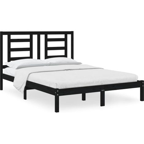 Maison Exclusive - Massivholzbett Schwarz Kiefer 140x190 cm (1/5)