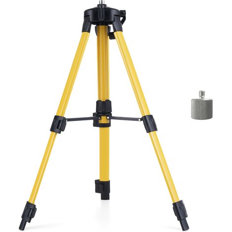 TONYSA Trépied télescopique réglable de 39 à 100 cm avec trois sections réglables, adapté aux niveaux laser rotatifs et linéaires, avec adaptateur en alliage d'aluminium 5/8 à 1/4 (1/5)