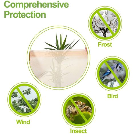 Housse de protection hivernale pour plantes en tissu non tissé 80x60 cm, couverture antigel pour pots et rosiers, protection contre le froid vent gel et intempéries pour jardin extérieur (1/3)