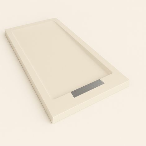 Duschwanne Steen mit Rahmen Farbe Altweiß RAL 9001 90x150cm Abdeckung Edelstahl
