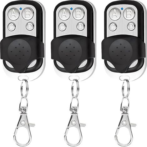3 Pièces Telecommande Universelle Portail Compatible 433 MHz pour porte de garage, Télécommande Portail Garage sans Fil à 4 Boutons pour Porte de Garage et Voiture (1/5)