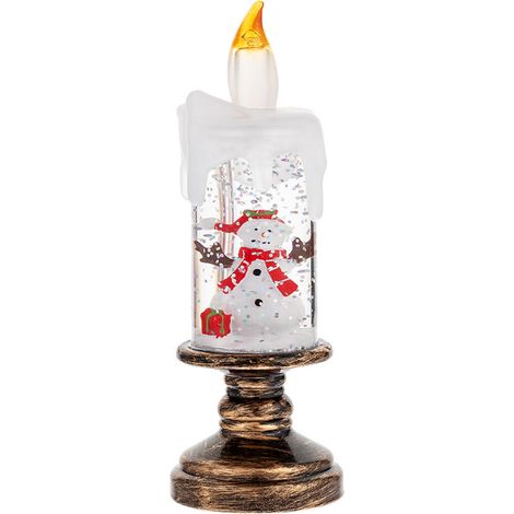 Lampe À Bougies des Globes De Neige avec Flocons Neige Flottants Réalistes Conception en Plastique Sûr pour Les Maisons Fête d'hiver Noël Décrivent La Décoration Fête d'hiver avec-Bonhomme de neige (1/3)