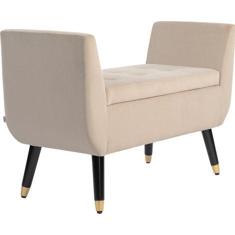 Panca contenitore con braccioli, poliestere effetto velluto beige 107 x 42 x 65 cm DESVIAE (1/5)