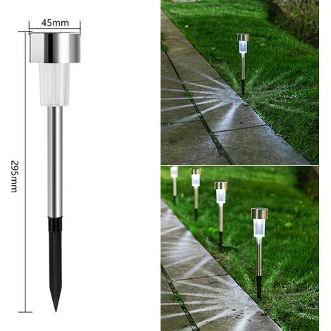(1 lampe solaire d'extérieur argentée et blanche) Lampe solaire étanche pour jardin, allée, terrasse ou patio, idéale pour décorer une cour, un patio ou un jardin. (1/5)