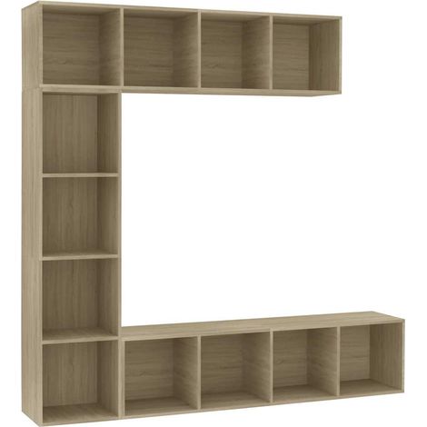 Maison Exclusive - Mueble de TV y librería 3 piezas roble Sonoma (1/5)