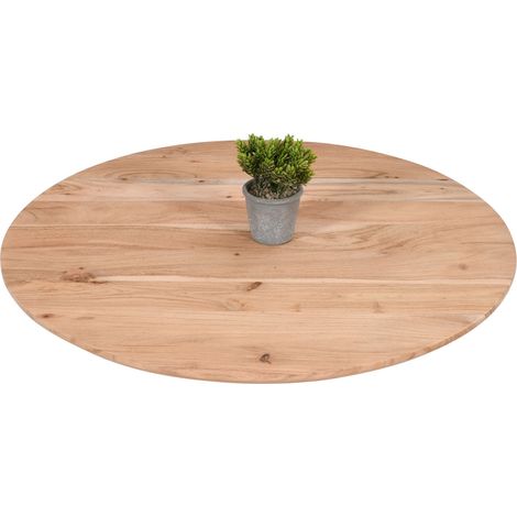 Tischplatte Schweizer Kante Akazie naturfarben 90 cm rund Brasilia (1/5)