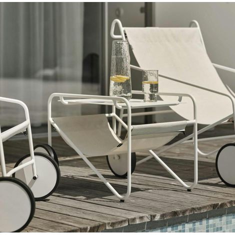 Table d'appoint de jardin en aluminium blanc OSLO (1/3)