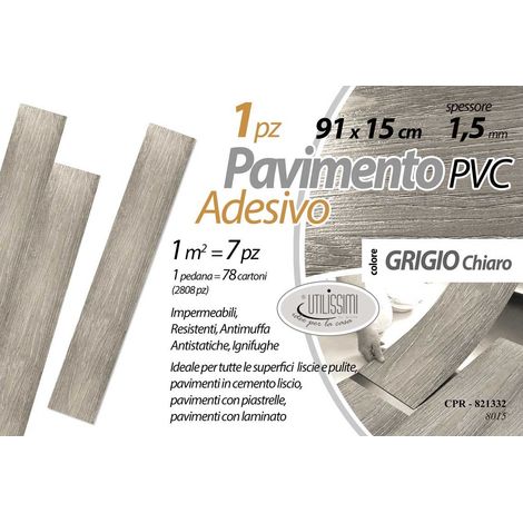 Revêtement adhésif en PVC gris clair 91,44 x 15,24 cm