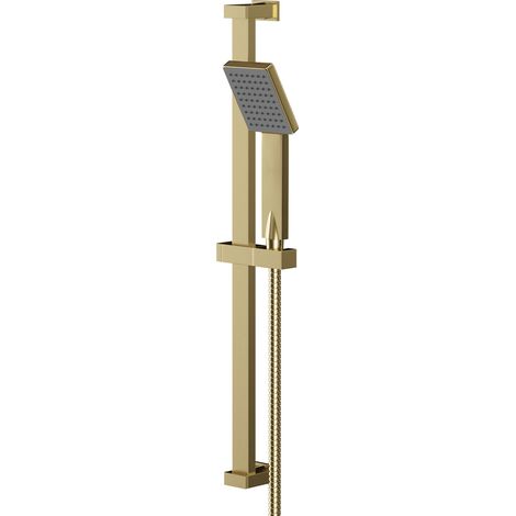 Colore Square Brushed Brass Shower Slide Rail Kit (1/5)