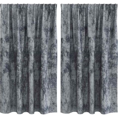 Rideaux en velours, ensemble deux pièces, gris argenté, 140 x 140 cm (1/5)