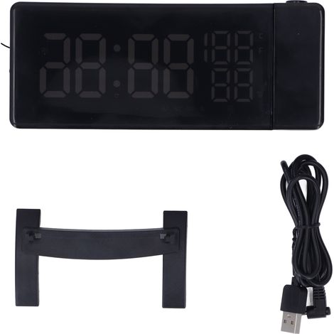 Réveil projecteur radio FM écran incurvé affichage LED HD température humidité double alarme numérique (1/5)