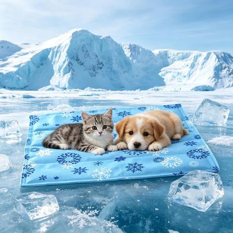 Tapis Refroidissant pour Chien et Chat, Tapis Rafraîchissant en Soie Glacée Sans Gel Pour Chiens, Accessoire de Matelas pour Chats et Chiots Facile à Plier, Garde Les Animaux À L'aise Par Temps Chaud (1/4)