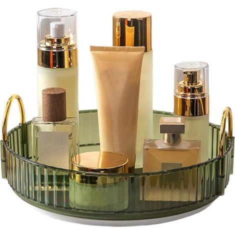 Organizador de maquillaje giratorio 360°,soporte giratorio para cosméticos,cuidado de la piel,tocador o baño (verde,1 capa) (1/5)
