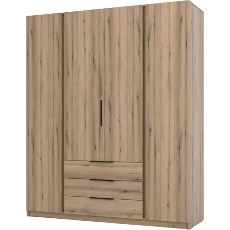 Selsey Kaja - Kleiderschrank 4-türig mit 3 Schubladen, 200 cm, Eiche Evoke (1/4)