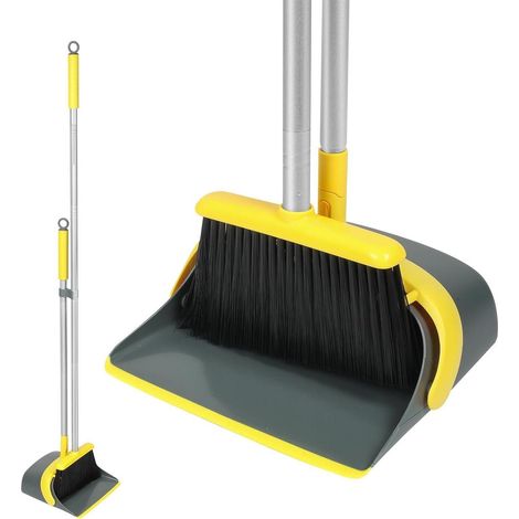 Dirty Fox Besen Kehrschaufel 137,2 cm Griff effiziente Reinigung Hause Gelb Grau (1/5)