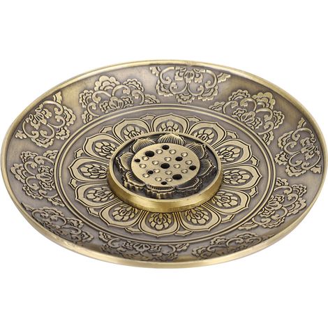 Brûleur d'Encens en Bronze Rond avec Motif Fleuri pour Décoration Intérieure (1/5)
