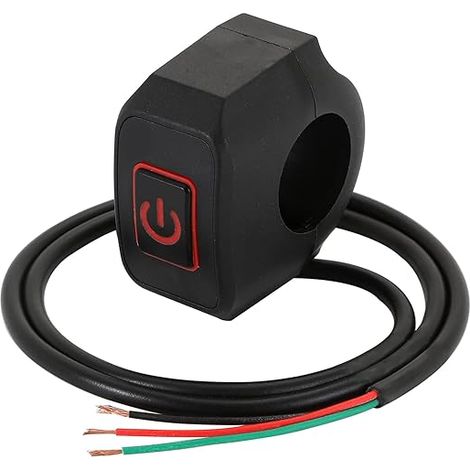 Interruptor de manillar de motocicleta de 22 mm y 7/8'', botón momentáneo para arranque eléctrico, botón interruptor impermeable con luz LED (1/5)