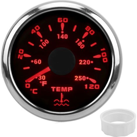 GAUGE DE TEMPérature DE l'eau, TEMP GAUGE AUTOMOTIVE PVC ABS 316 GAUGE DE TEMPÉRATURE D'ACIER INOXEUX POUR LA VOITURE AVEC CAP POUR les Bateaux RVS (BLACK). (1/5)