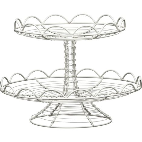 Premier Housewares 2 Tier Cream Wire Cake Stand (1/3)