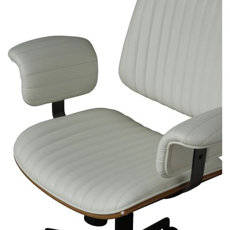 Chaise de bureau en cuir PU avec accoudoirs en chêne, siège ergonomique réglable et roulettes pivotantes (1/5)