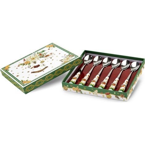 Fade Gillian set 6 cucchiaini natalizi acciaio inox manico porcellana