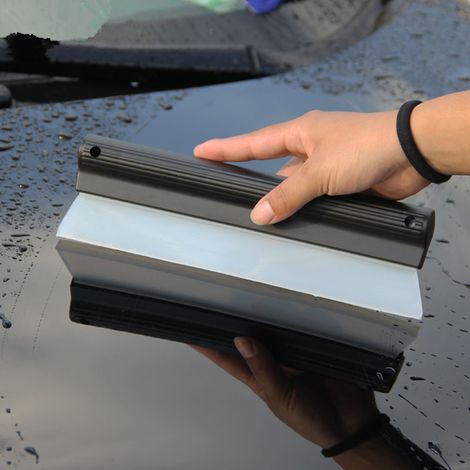 Raclette de voiture en silicone avec poignée ergonomique pour le lavage et le nettoyage des vitres, des miroirs, des portes de douche et des salles de bain. Idéale pour sécher les vitres de voiture, l (1/4)