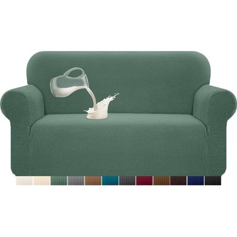 Housse de Canapé Imperméable Revêtement Housse Protection pour Canape Elastique Durables 1 pièce Protecteur de Canapé Universel(2 Place, Matcha Green) (1/5)