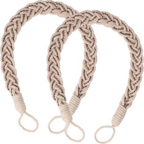 2 Stück handgebundene Gardinenclips mit Schnallen, Stoff- und Fenstergardinenhalter, gestrickte, geflochtene Gardinenkordel mit Perlen (1/4)