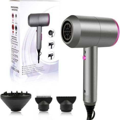 Sèche-cheveux Ionique 2000W HappyGoo Professionnel Hair Dryer 1 diffuseur 2 buses de coiffage 3 chauffages