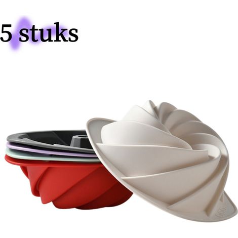 Lot de 5 moules à gâteaux en silicone motif tourbillon antiadhésifs et faciles à démouler résistants à la chaleur jusqu à 230 °C diamètre 19 cm couleurs assorties (1/5)