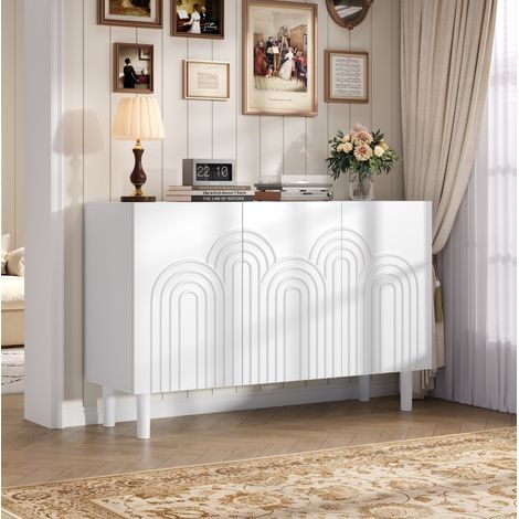 Credenza 120x38,5x79 cm bianco in MDF con 3 ante, ripiani regolabili e ampio spazio contenitivo (1/5)