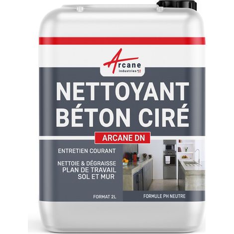 Arcane Industries – Nettoyant pH neutre spécial béton ciré 2 L – Fort pouvoir dégraissant – Pour surfaces béton, carrelage, pierre naturelle – Non agressif