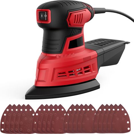 Ponceuse de précision 200 W, 1,6 A, à orbite aléatoire, avec 20 feuilles abrasives, 12 500 tr/min, système de collecte pour les espaces restreints, idéale pour le ponçage lors de travaux de décoration (1/5)