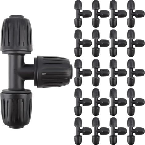 20-teiliges 1/2-Zoll-T-Stück für 16-mm-Bewässerungsschläuche – Anschlusskappen für Tropfbewässerungssysteme, Gärten und Rasenflächen (1/5)