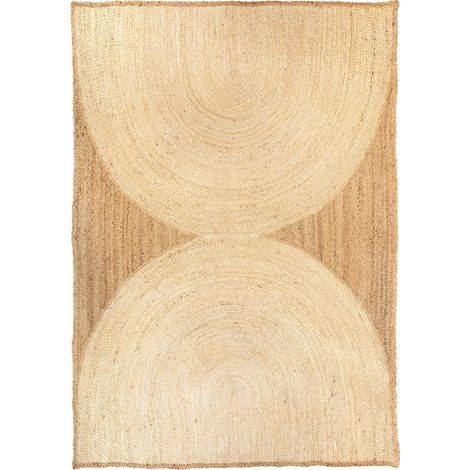 Tapis de Salon et Chambre en Jute et Polyester Design Discret Blanc Neige 200 x 290 cm - PANGIVO