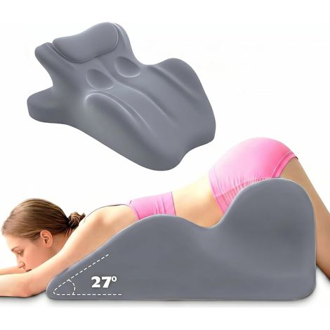 Coussin Ergonomique en Mousse Mémoire, Forme Inclinée 27°, Coussin de Soutien Multi-Position pour Lit, Gris, 59x46x24 cm (1/5)