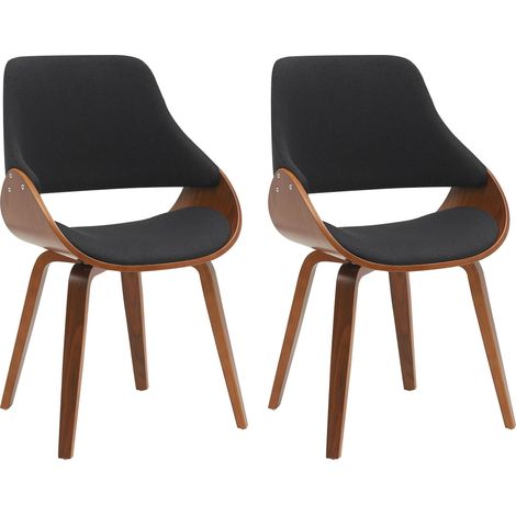 Set di 2 Sedie da Pranzo Vangale Noce/nero Tessuto