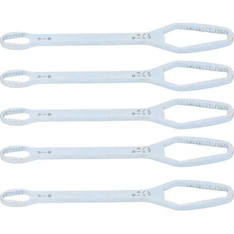 Clé à molette double extrémité auto-serrante multifonction 5 pièces, outil de réglage 3‑17mm argenté avec revêtement zinc (1/5)