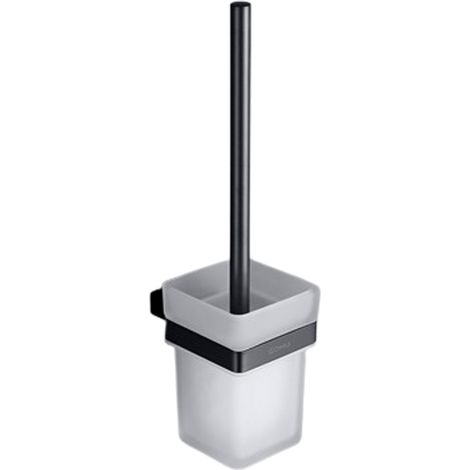 Brosse De Toilette - Acier Inoxydable Noir Mat - Support Murale En Silicone Brossé - Têtes Remplaçables - Ensemble Complet ×1 (1/5)