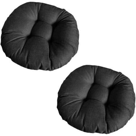 Dickes, Round Stuhlkissen, Einfarbig, 2er-Set, Bequeme, Atmungsaktive Tatami-Stuhlpolster aus Leinen für Drinnen und Draußen, Garten, Terrasse (Schwarz, 40 x 40 x 9 cm) (1/4)