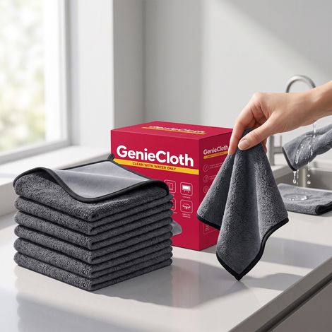 Cleaning cloth suitable for car windshields, interior leather cleaning, kitchen countertops, and dining table glass surfaces -- 6 PIECES (1/5)