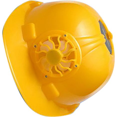 Chapeau de chantier d'été respirant à énergie solaire avec ventilateur intégré, jaune (1/4)