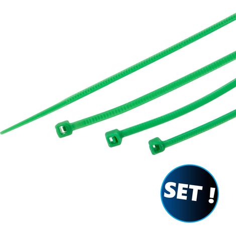 MASTERPROOF PROFESSIONAL Kabelbinder-Set 60-teilig, UV-beständig, grün, 2,5 mm x 100/150/200 mm, je 20 Stück (1/2)