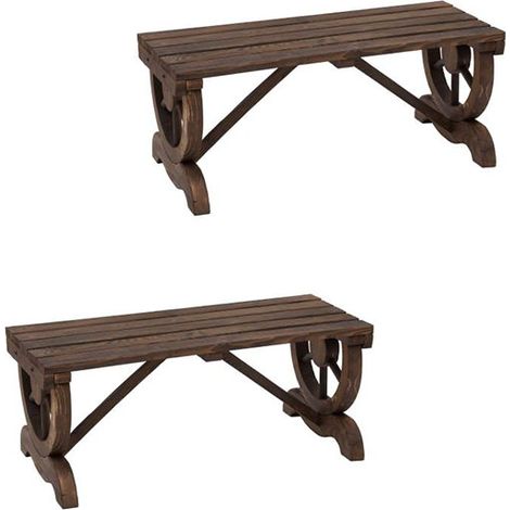 2er-Set gartenbank Holz wetterfest 98 x 50 x 39,5 cm, rustikale Sitzbank für Gartenmöbel, langlebig & stilvoll