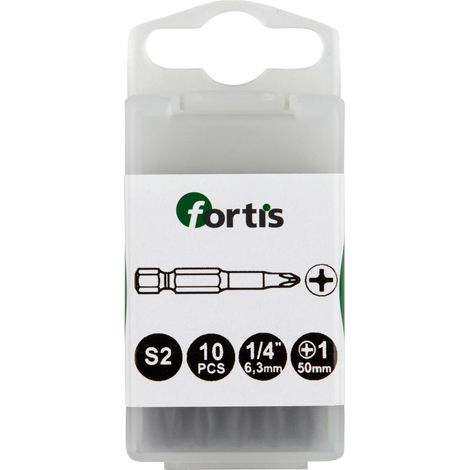 Bit zähhart 1/4" DIN3126 E6,3 PH1x50mm 10er Pack FORTIS (1/4)