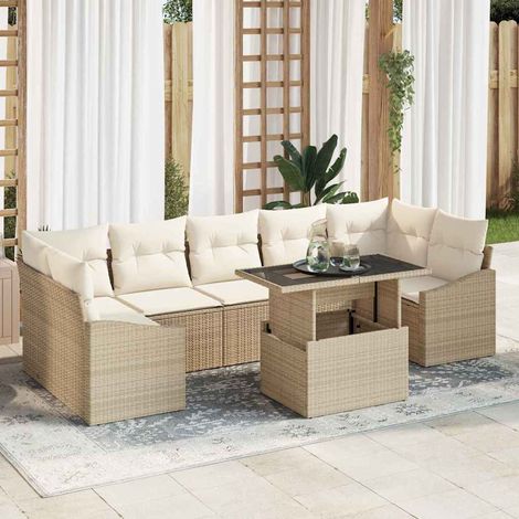 Set Divano da Giardino con cuscino 8 pcs Beige polyrattan vidaXL (1/5)